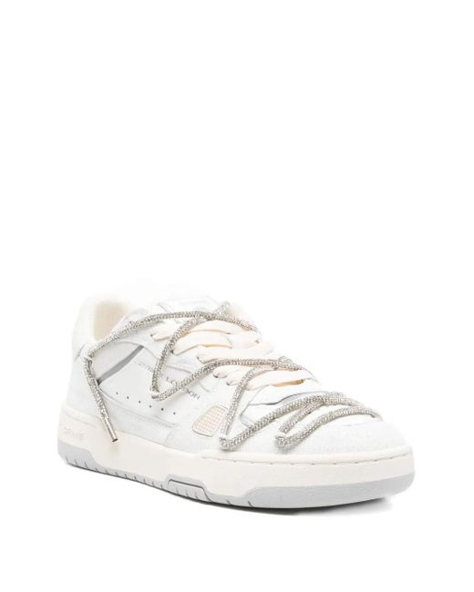 Crime London White Crystal-Embellished Sneakers