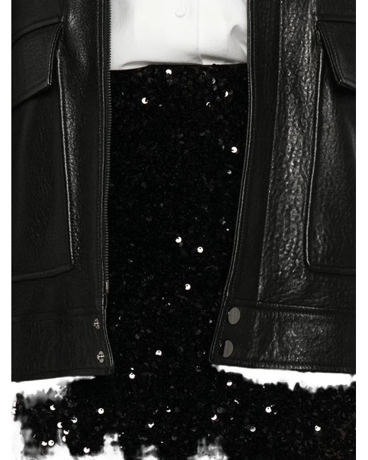 Vince Black Sequin-Embellished Midi Skirt