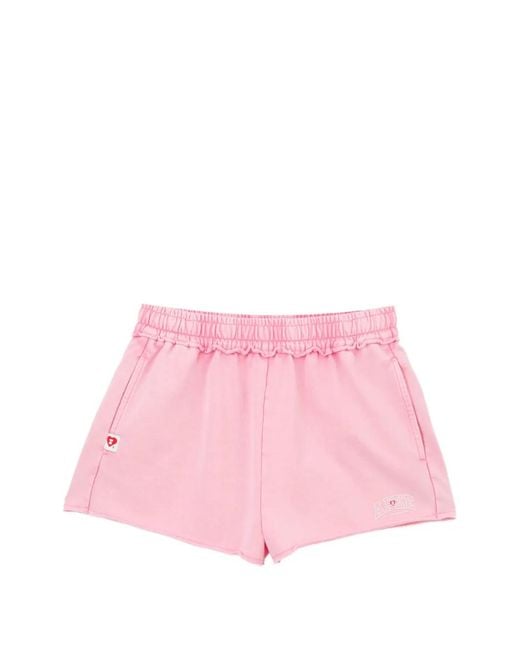 AAPE BY A BATHING AP Pink Logo-Print Shorts