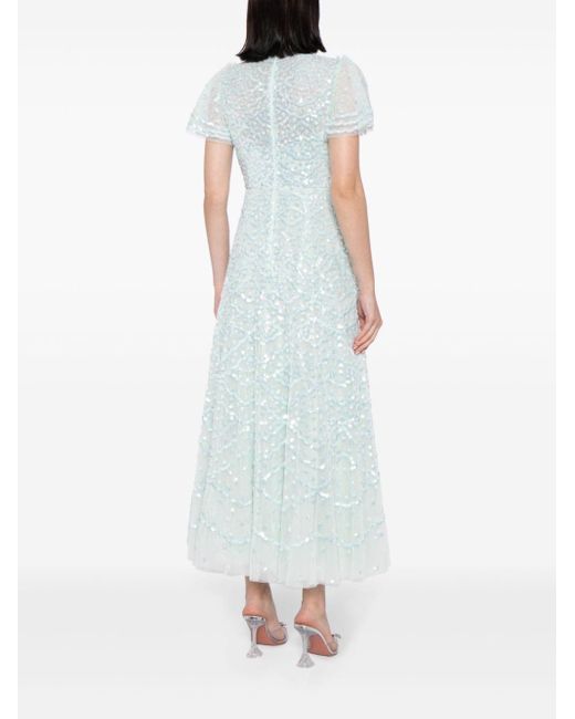 Needle & Thread Blue Deco Dot Glass Sequinned Dress