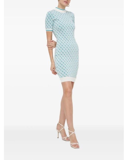 Guess Blue Patterned High-Neck Dress