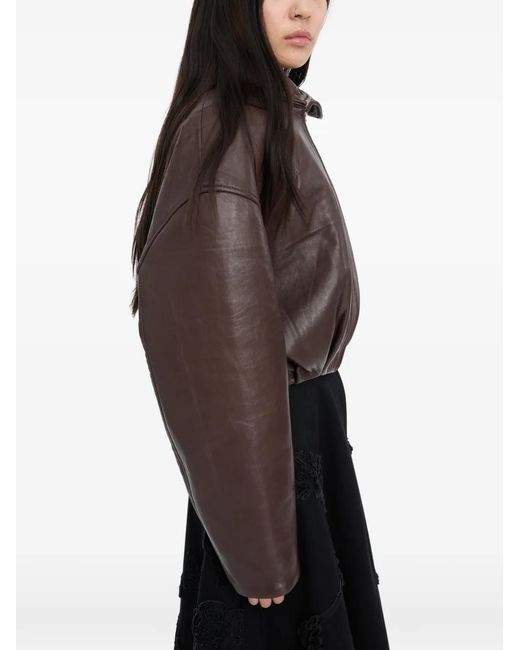 ROTATE BIRGER CHRISTENSEN Brown Bonded Leather Jacket