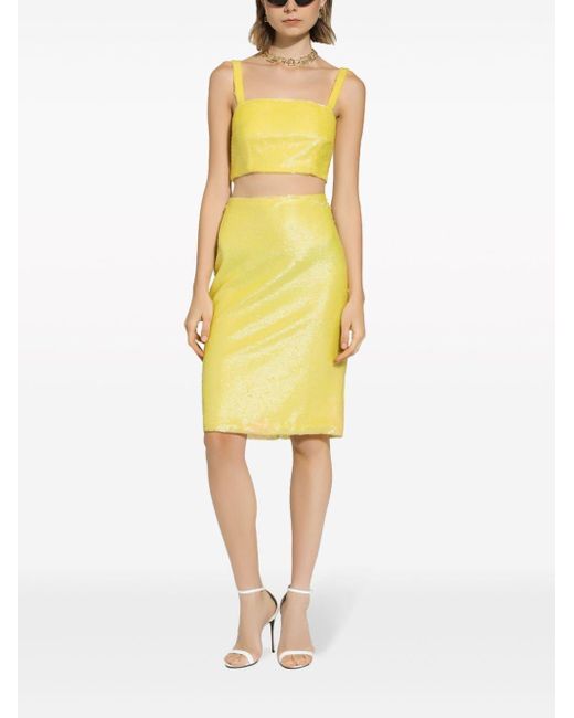 Dolce & Gabbana Yellow Sequinned Cropped Top