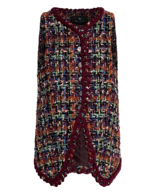 Etro Red Bouclé Waistcoat