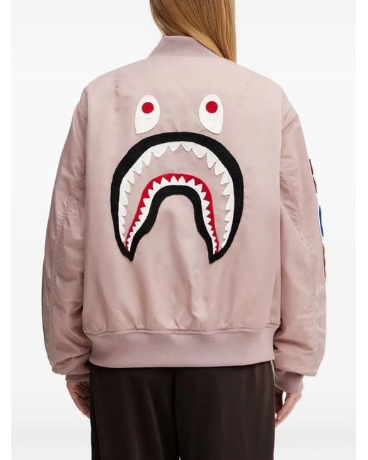 A Bathing Ape Pink Veste Bomber À Patch Requin