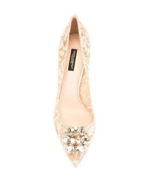 Dolce & Gabbana Pink Bellucci Lace 90mm Pumps