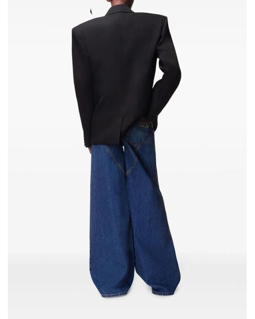 Area Blue Crystal Heart Charm Wide-leg Jeans