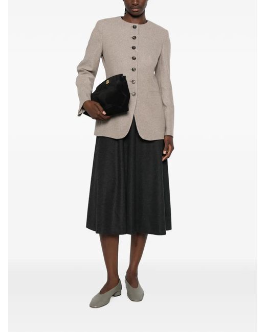 Max Mara Natural Button-Up Collarless Jacket
