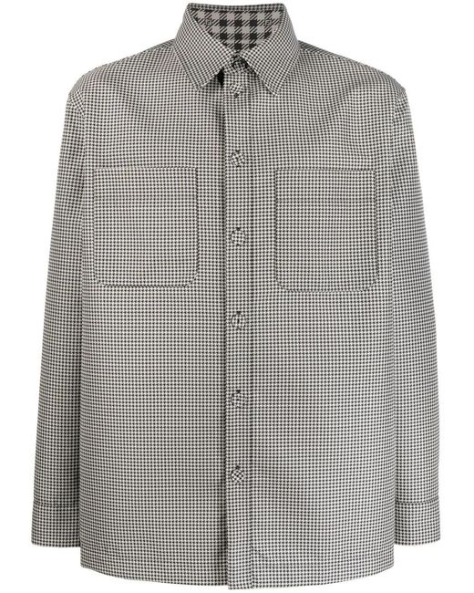 Fendi Gray Reversible Houndstooth-Check Jacket for men