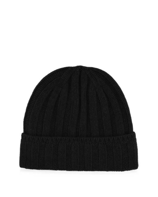 Vanisé Black Ribbed-Knit Beanie Hat