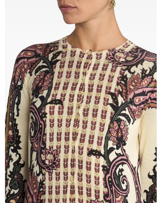 Etro Natural Paisley-Pattern Cardigan