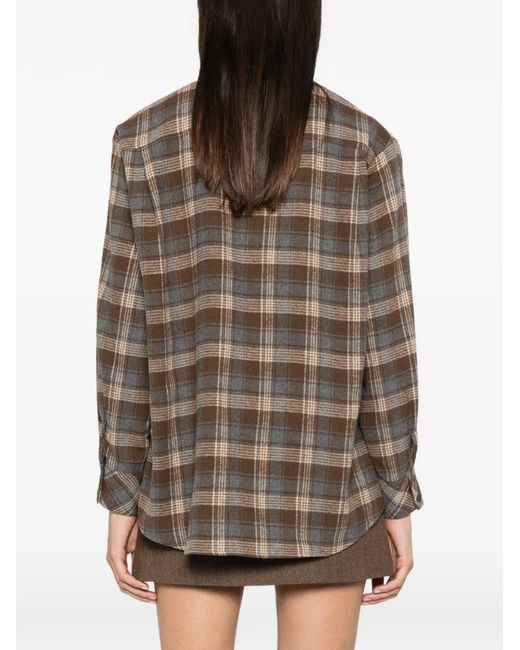 ELEH Brown Checked Chest-Pocket Shirt