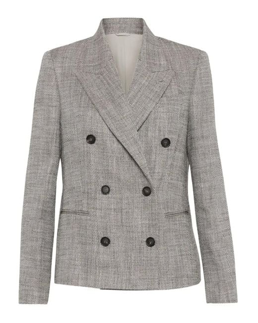 Brunello Cucinelli Women's Gray Double-Breasted Blazer