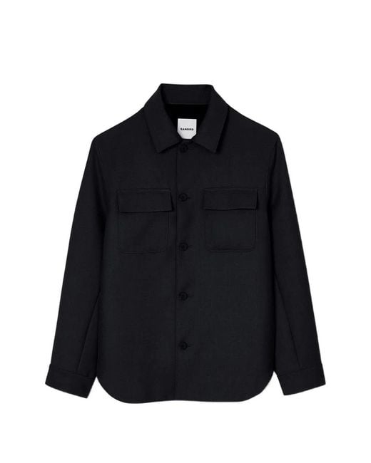 Sandro Black Twill Overshirt for men