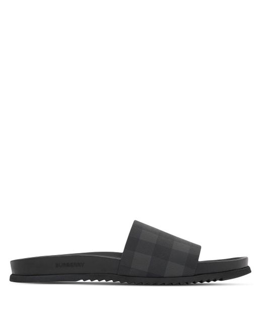 Burberry Checked Pool Slides in Grey (Gray) for Men Lyst