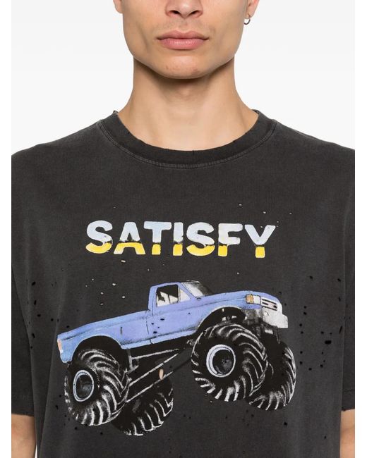 Satisfy Black Graphic-Print T-Shirt for men