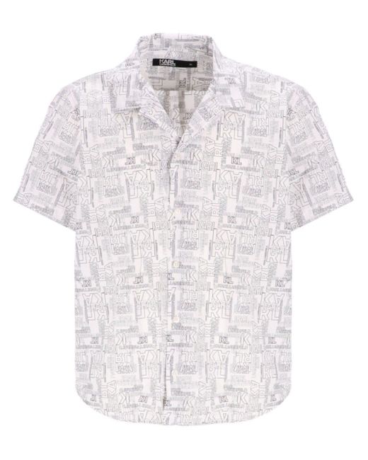 Chemise en coton à logo imprimé Karl Lagerfeld pour homme en coloris White
