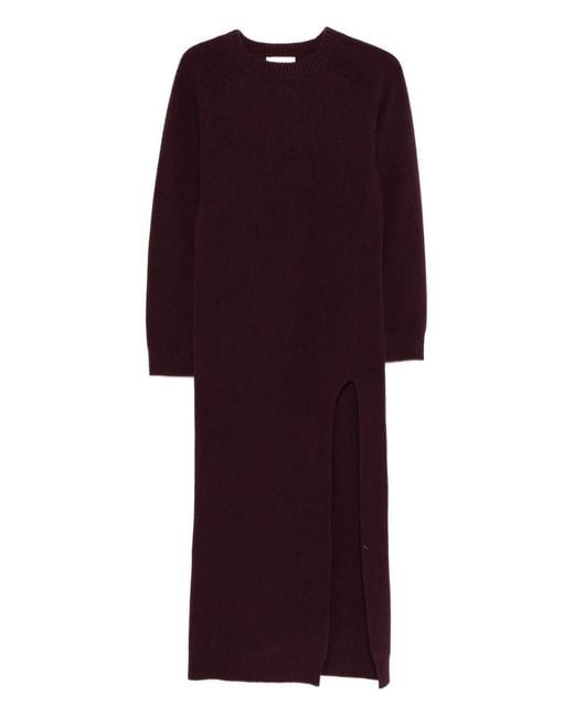 Laneus Purple Slit Ribbed Dress