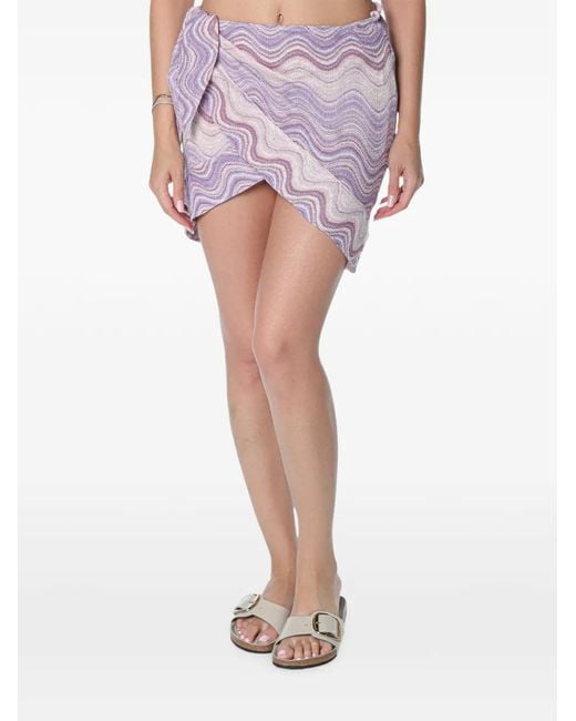 Mc2 Saint Barth Pink Angie Wave-Print Wrap Mini Skirt