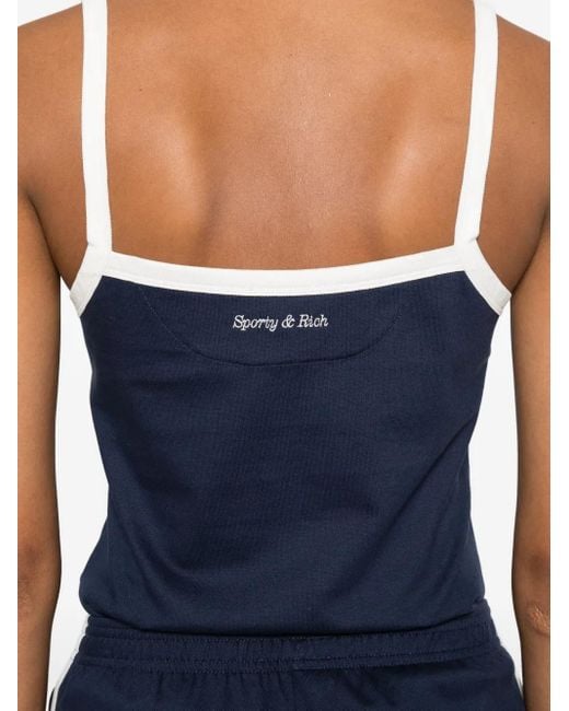 Sporty & Rich Blue Logo-Detail Cami Top