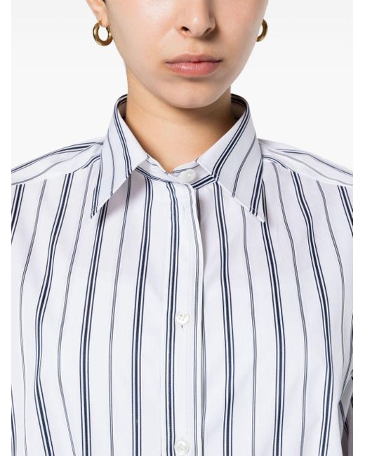 Brioni White Striped Poplin Shirt