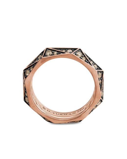 David Yurman Metallic 18Kt Rose Torqued Faceted Diamond Ring (6Mm) for men