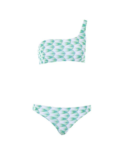 Missoni Blue Floral-Motif One-Shoulder Bikini