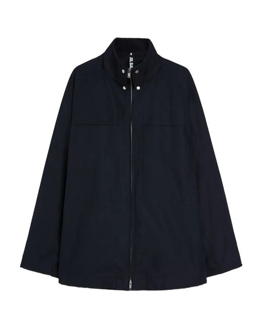 Jil Sander Blue Textured Stand Collar Jacket for men