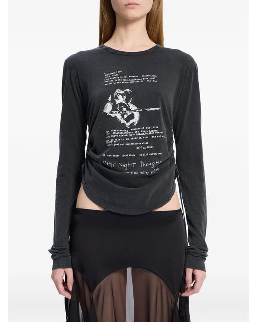 ANN DEMEULEMEESTER グラフィック ロングスリーブ Tシャツ Ann Demeulemeester グラフィック ロングTシャツ ブラック | Lyst