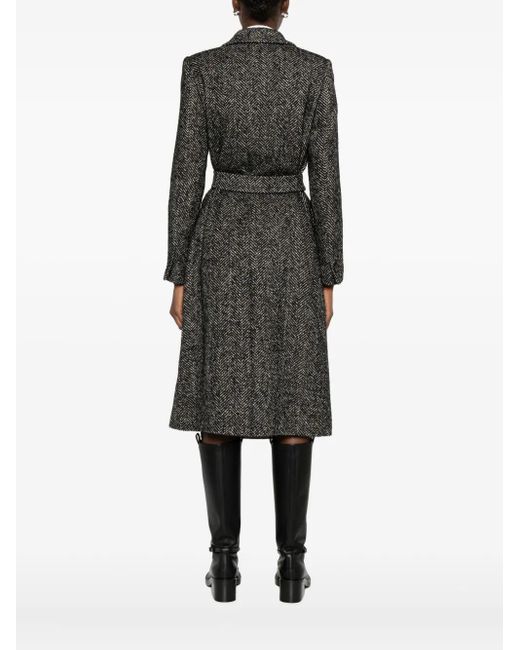 Tagliatore Gray Herringbone Double-Breasted Coat