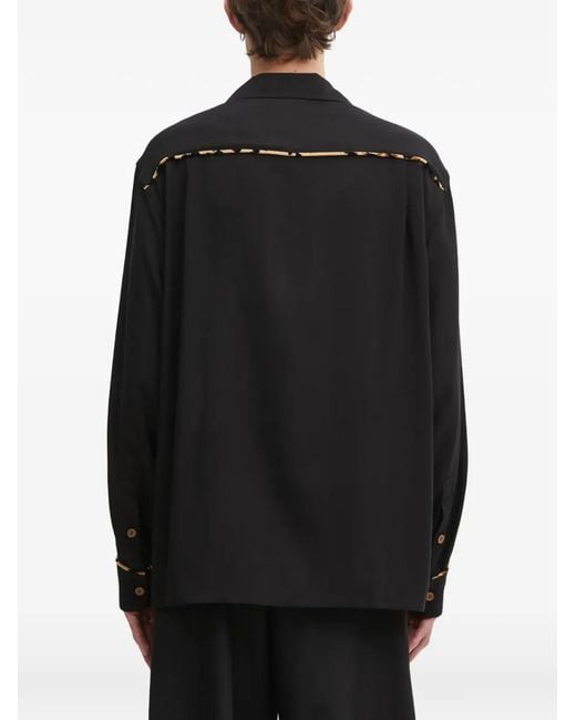Wacko Maria Black Animal-Print Panel Shirt for men