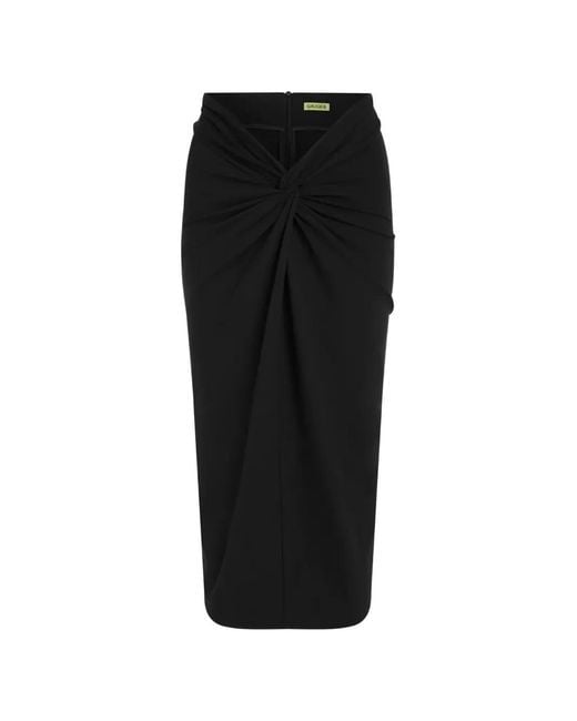 GAUGE81 Black Barina Twist-Detail Draped Midi Skirt