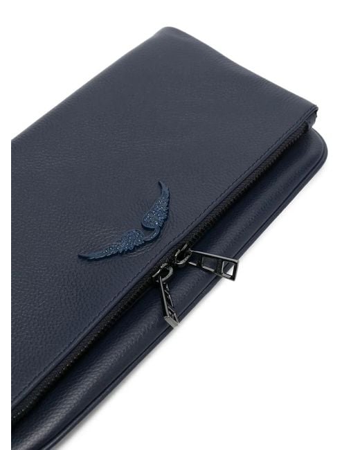 Zadig & Voltaire Blue Grained Wings-Patch Bag