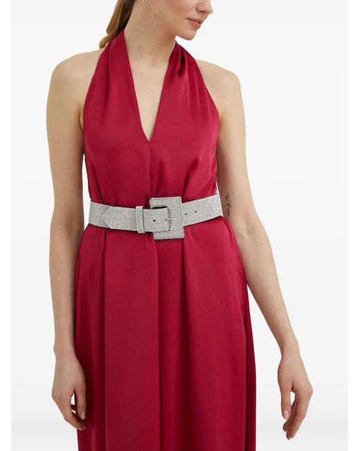 Samsøe & Samsøe Red Halterneck V-Neck Midi Dress