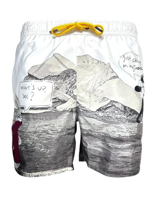 Iceberg Gray Bugs Bunny Seascape Swim Shorts for men