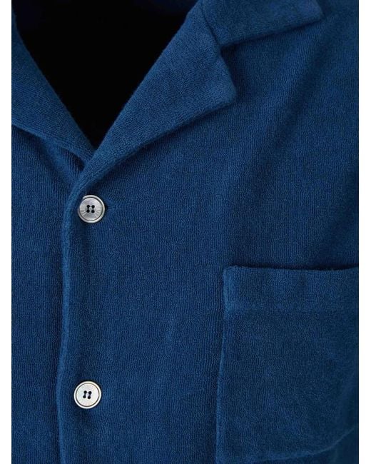 Fedeli Blue Patch-Pocket Shirt for men