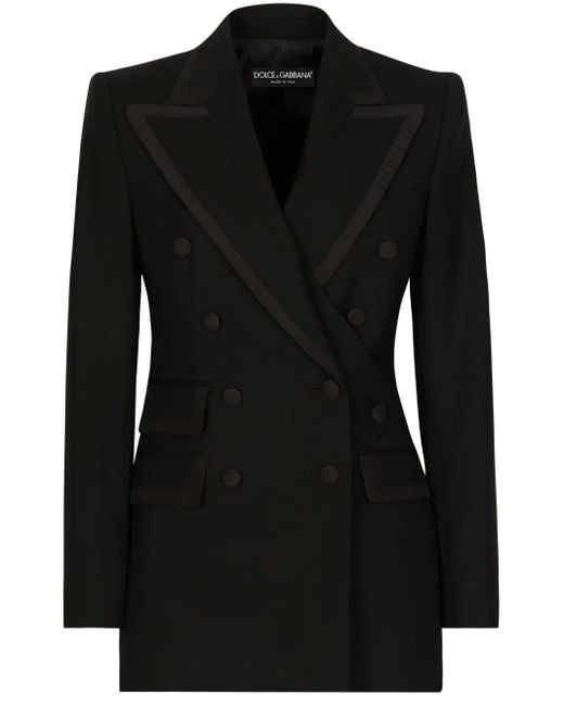 Dolce & Gabbana Black Twill Double-Breasted Blazer