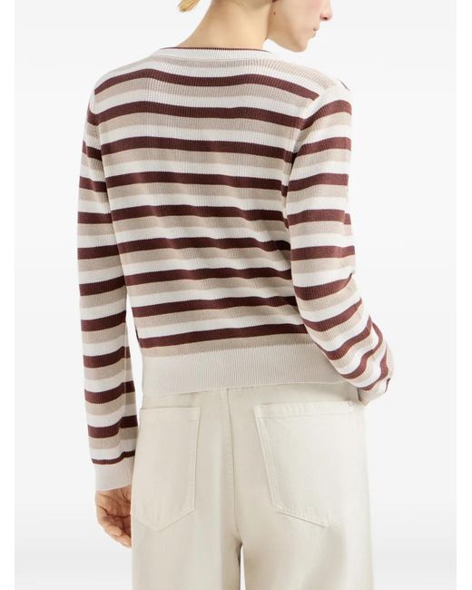 Pull Rayé Brunello Cucinelli en coloris White