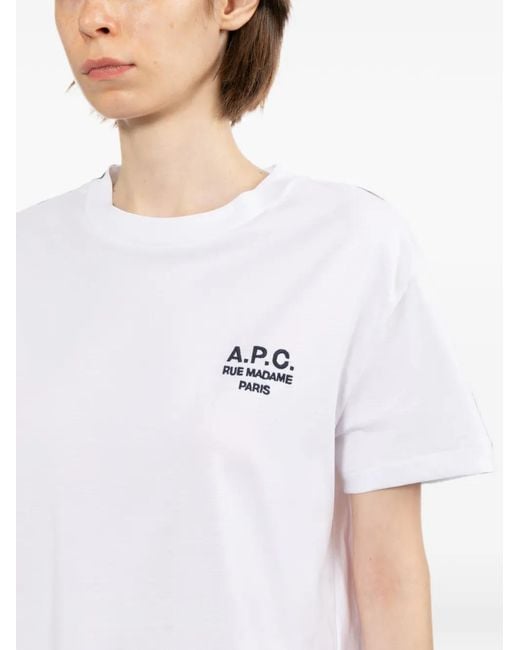 A.P.C. White T-Shirt À Logo Brodé