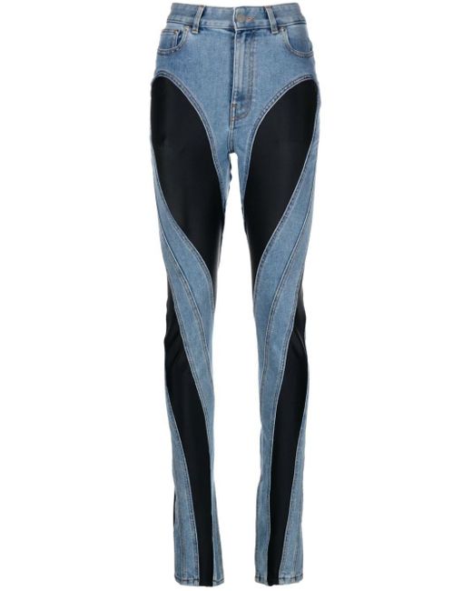 Mugler Blue Slim Jeans With Inserts