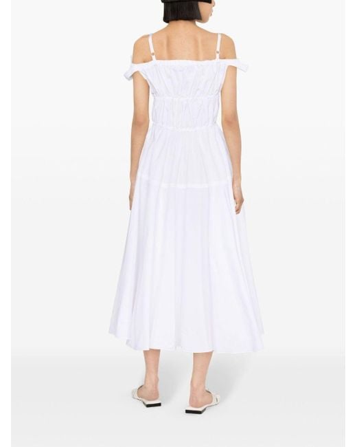 Patou White Ausgestelltes Kleid mit Schleife