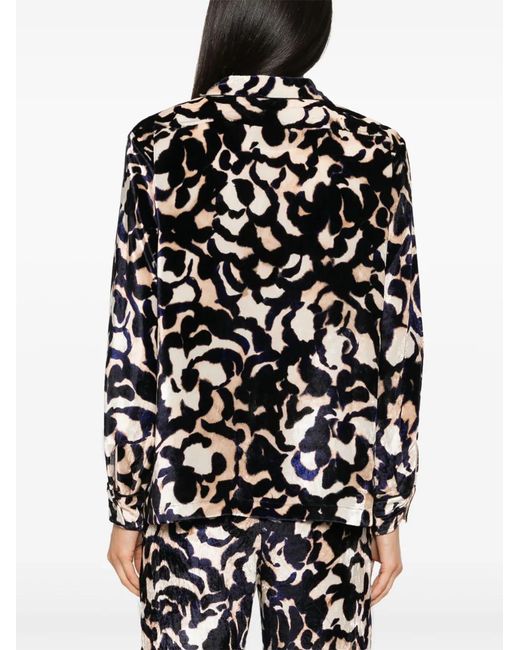 Forte_forte Black Animal-Print Velvet Shirt
