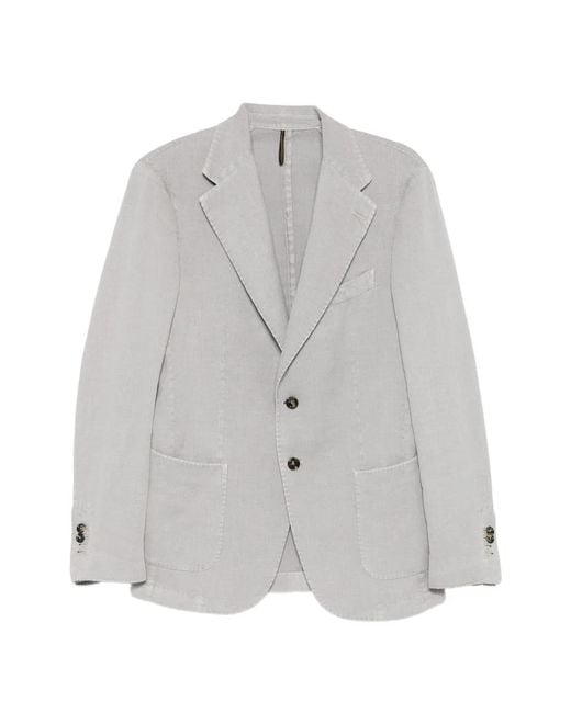 Dell'Oglio Gray Patch-Pockets Blazer for men