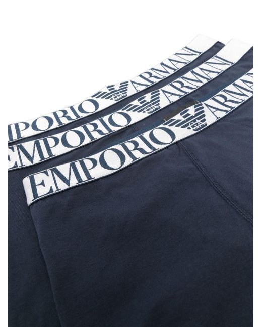 Emporio Armani Drie Katoenen Slips Met Logoband in het Blue voor heren