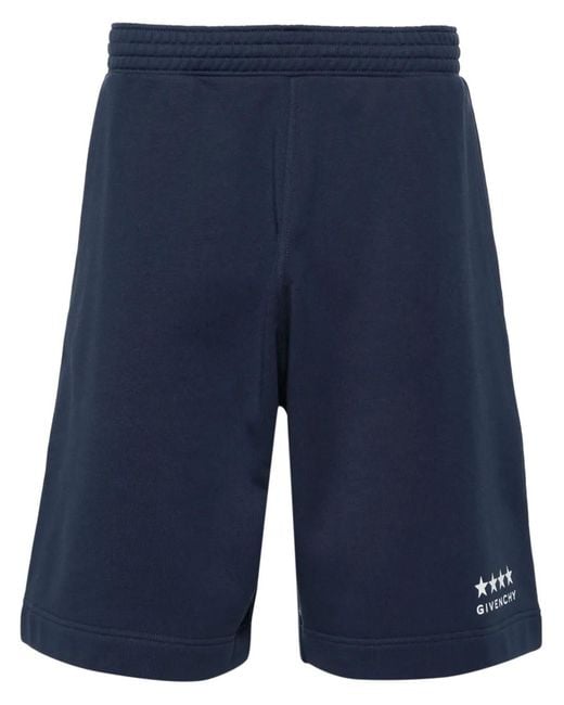 Givenchy Blue Logo-Print Cotton Shorts for men