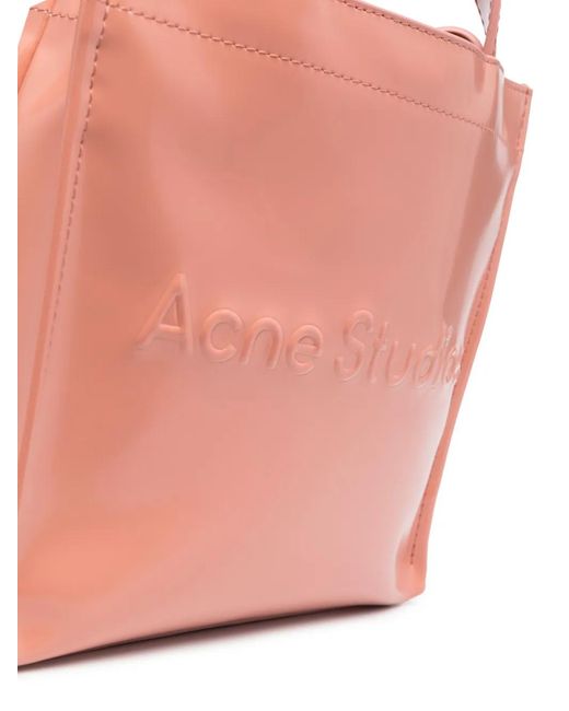 Acne Pink Mini Logo-Embossed Tote Bag