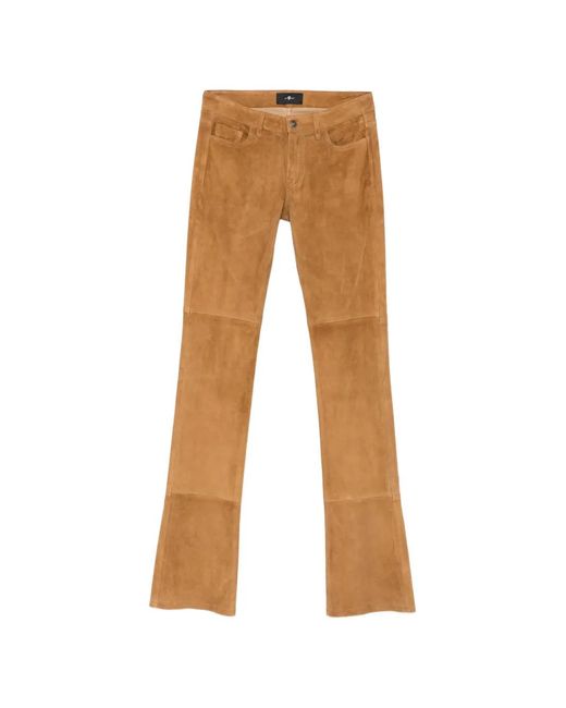 7 For All Mankind Natural Panelled Suede Trousers
