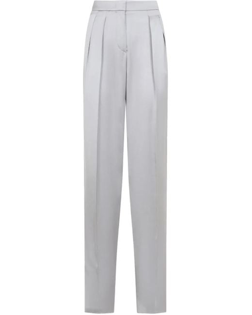 Giorgio Armani White Tailored Trousers With Concealed Fastening