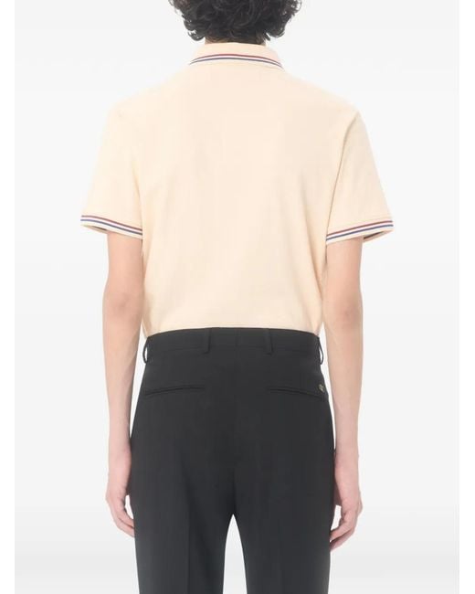 Valentino Garavani Natural Cotton Piqué Polo Shirt With Vlogo Patch for men