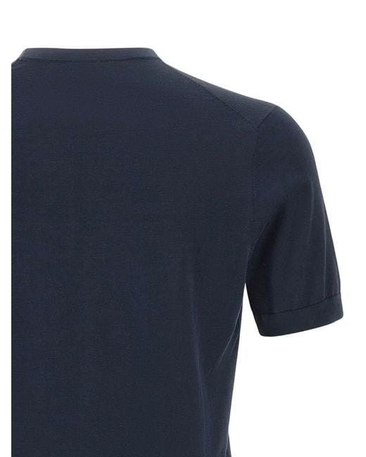 Diktat Blue Short-Sleeved Cotton Sweater for men